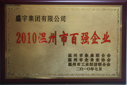 盛宇躋身“溫州市百強企業”行列