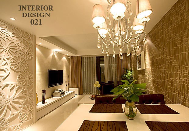 木刻花朵裝飾墻溫馨的荷風雅室