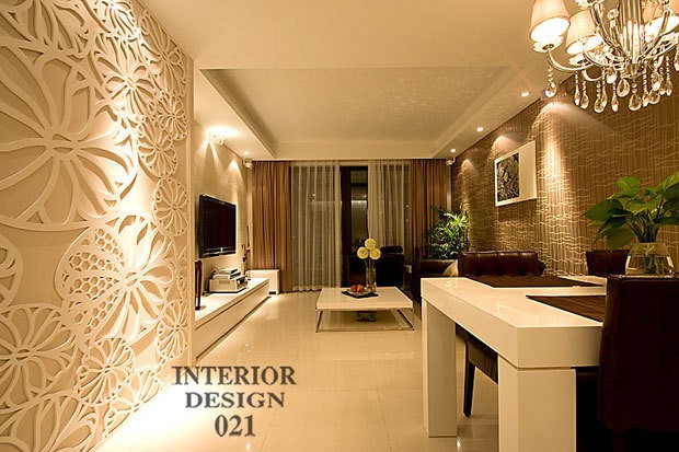 木刻花朵裝飾墻溫馨的荷風雅室