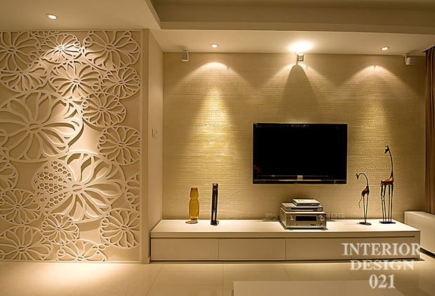 木刻花朵裝飾墻溫馨的荷風雅室